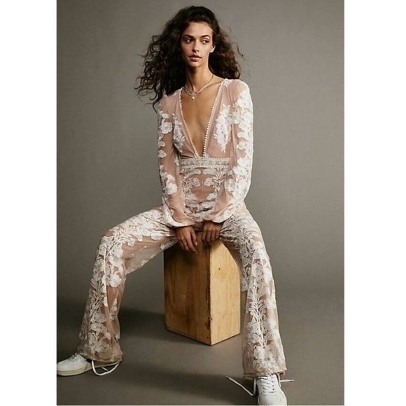 Free People Pants - Free People x For love & Lemons Temecula Embroidered Lace Jumpsuit